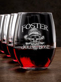 Jolly To The Bone : Stemless Wine Glasses - Engraved
