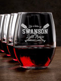 Lake House : Stemless Wine Glasses - Engraved