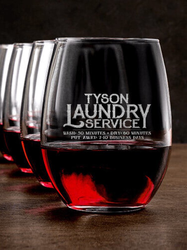 Laundry Service : Stemless Wine Glasses - Engraved