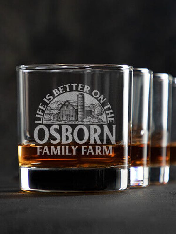 Life Is Better Farm : Rocks Glasses - Engraved