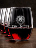 Lion : Stemless Wine Glasses - Engraved