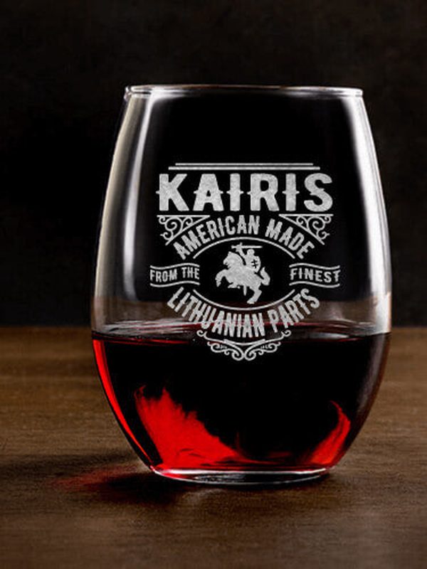 Lithuanian Parts : Stemless Wine Glasses - Engraved