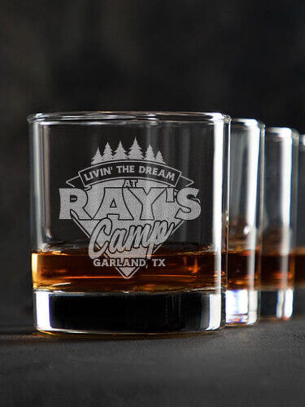Livin' The Dream Camp : Rocks Glasses - Engraved