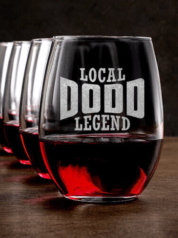 Local Legend : Stemless Wine Glasses - Engraved