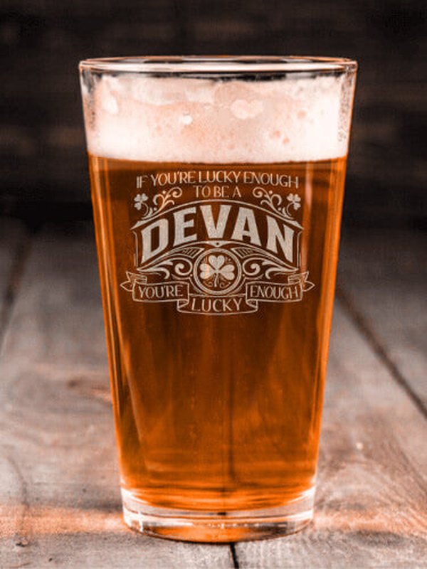 Lucky Enough : Pint Glasses - Engraved