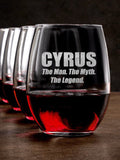Man Myth Legend : Stemless Wine Glasses - Engraved