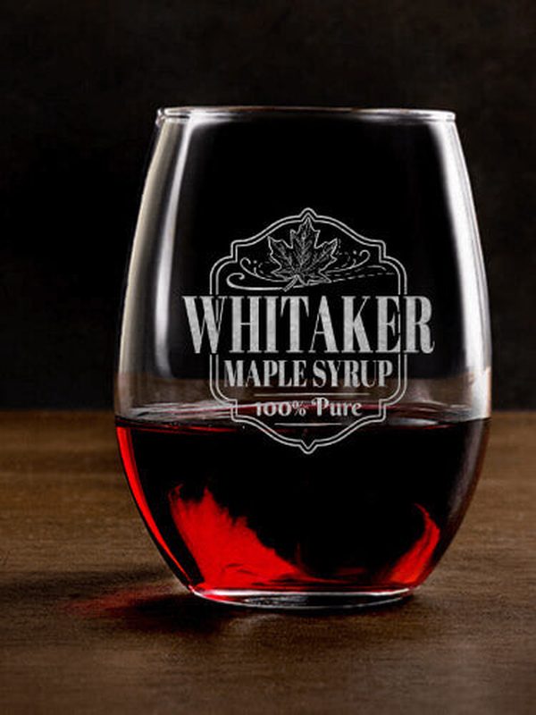 Maple Syrup : Stemless Wine Glasses - Engraved