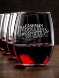 Moonshine and Spirits : Stemless Wine Glasses - Engraved