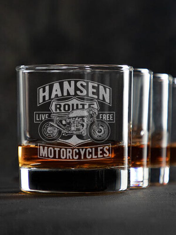 Motorcycles : Rocks Glasses - Engraved