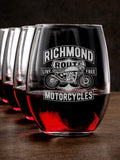 Motorcycles : Stemless Wine Glasses - Engraved