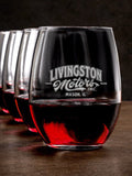 Motors : Stemless Wine Glasses - Engraved