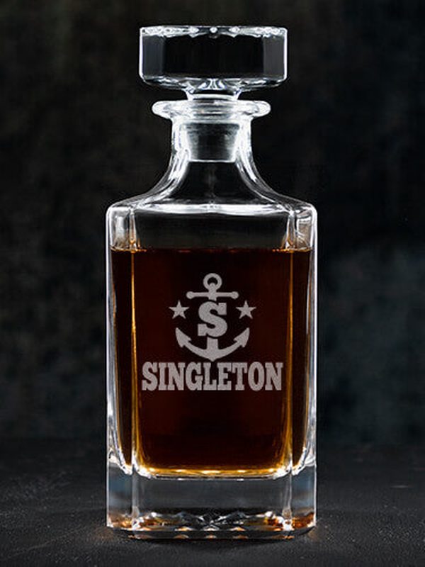 Nautical Monogram : Whiskey Decanter - Engraved