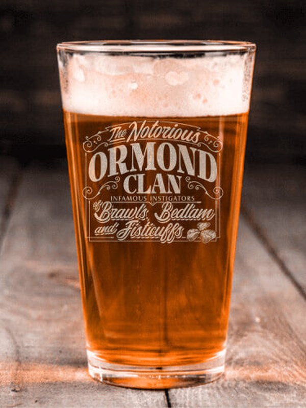 Notorious Clan : Pint Glasses - Engraved
