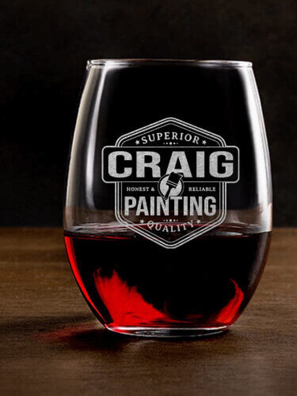 Painting : Stemless Wine Glasses - Engraved
