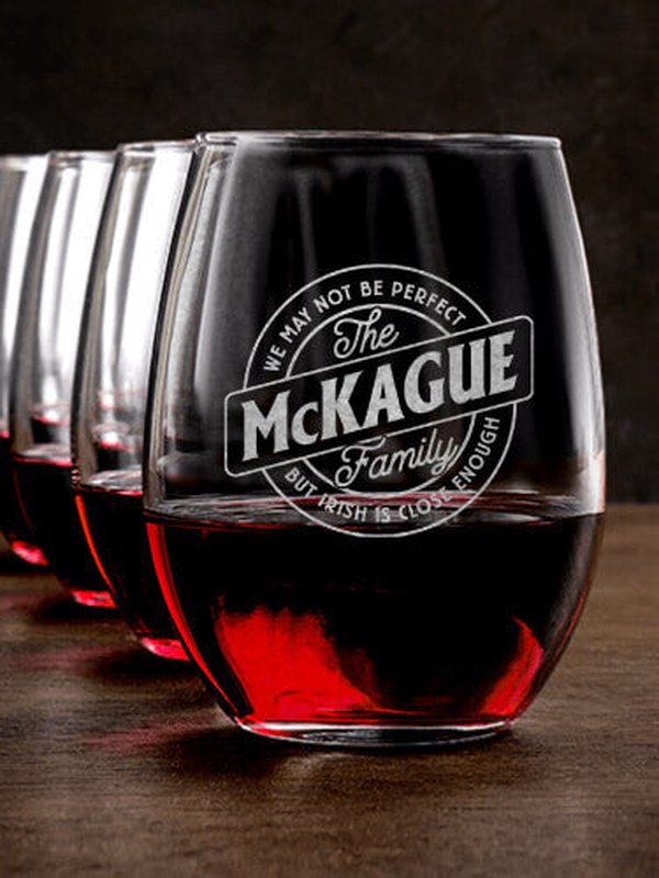 Perfectly Irish : Stemless Wine Glasses - Engraved
