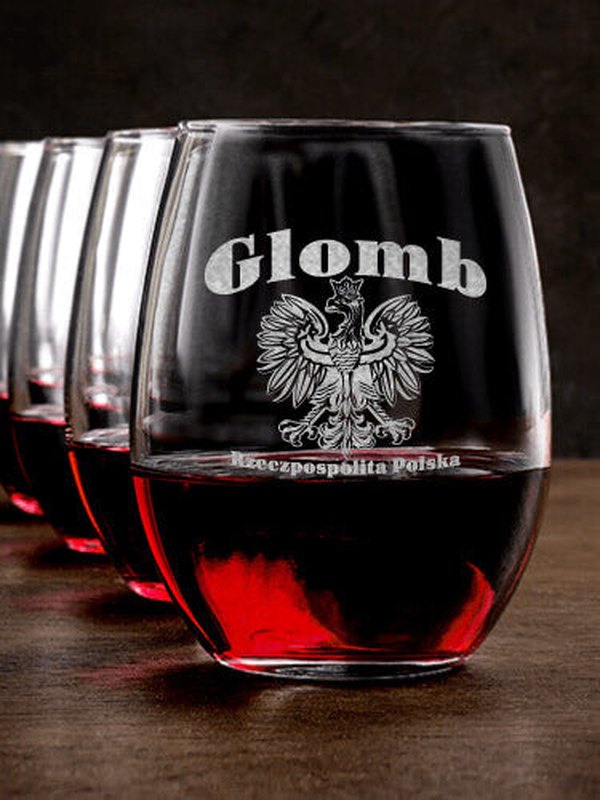 Polish Eagle : Stemless Wine Glasses - Engraved