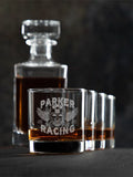 Racing Skull : Decanter Rocks Glass Gift Sets - Engraved