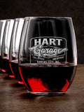 Retro Garage : Stemless Wine Glasses - Engraved