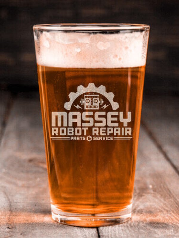 Robot Repair : Pint Glasses - Engraved
