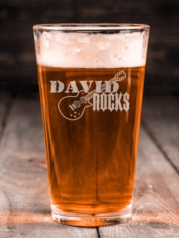 Rocks Guitar : Pint Glasses - Engraved