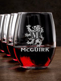 Scottish Monogram : Stemless Wine Glasses - Engraved