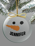 Snowman : 4 Inch Round Glass Ornament