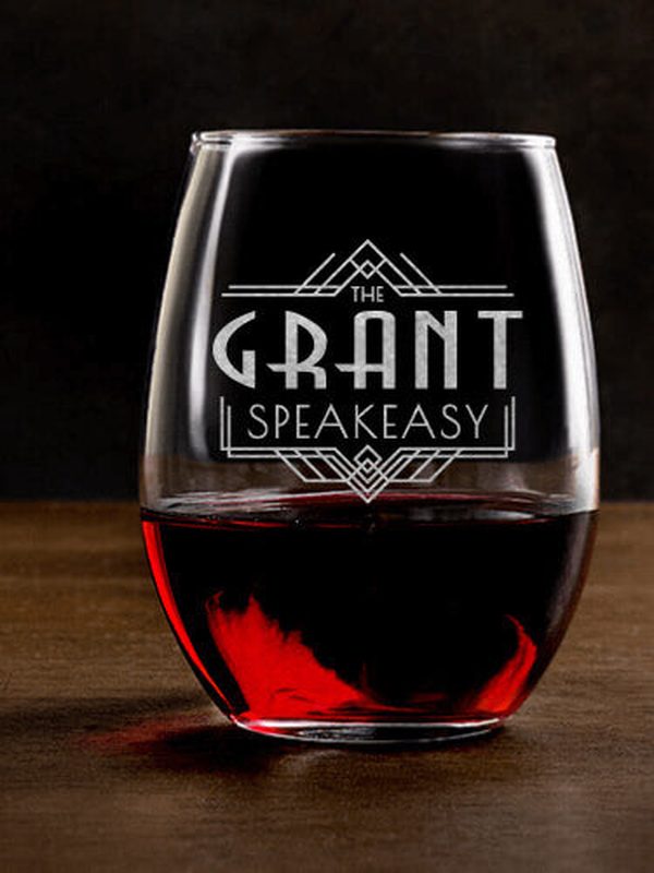 Speakeasy : Stemless Wine Glasses - Engraved