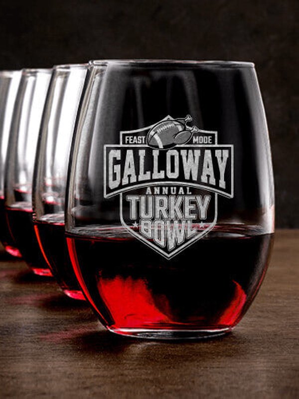 Turkey Bowl : Stemless Wine Glasses - Engraved