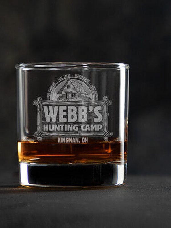 Vintage Hunting Camp : Rocks Glasses - Engraved