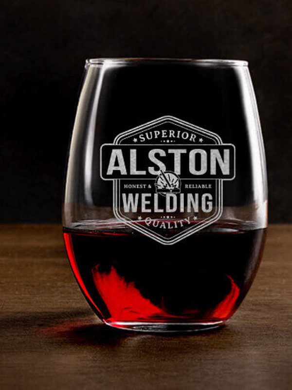 Welding : Stemless Wine Glasses - Engraved