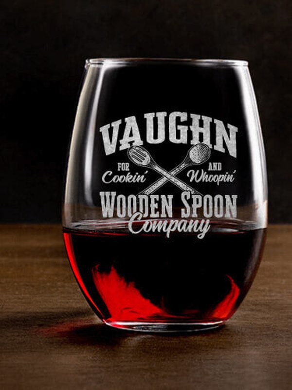 Wooden Spoon Company : Stemless Wine Glasses - Engraved