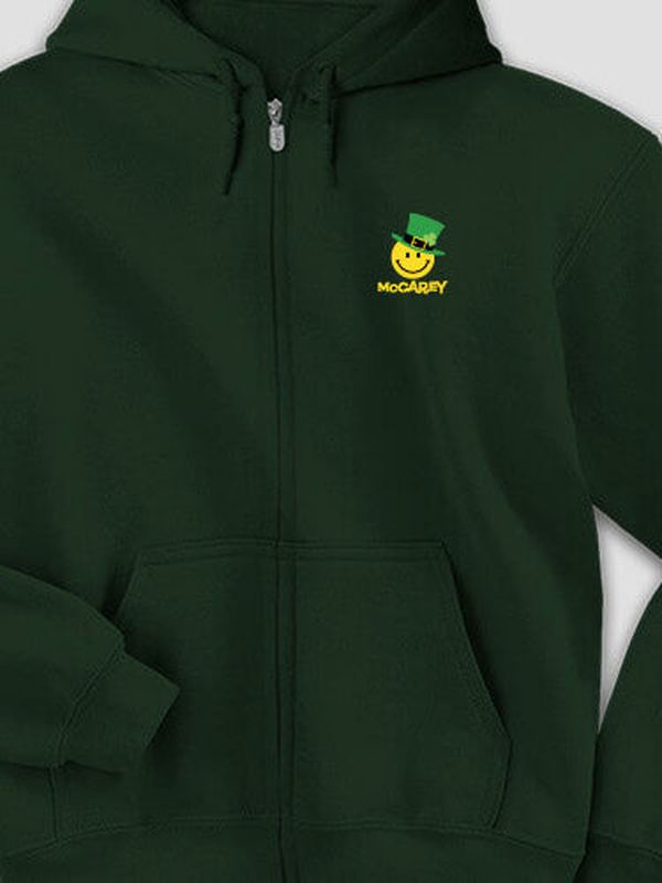 Irish Smiley : Embroidered Zip Hoodies