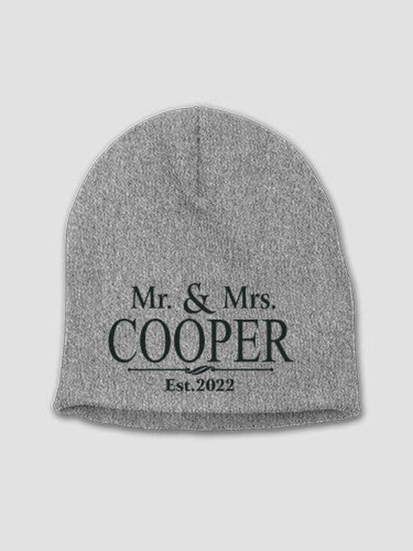 Mr and Mrs : Embroidered Beanies