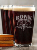 Hunting Family Tradition : 4 Pint Glasses - Engraved 4 Coasters Gift Set