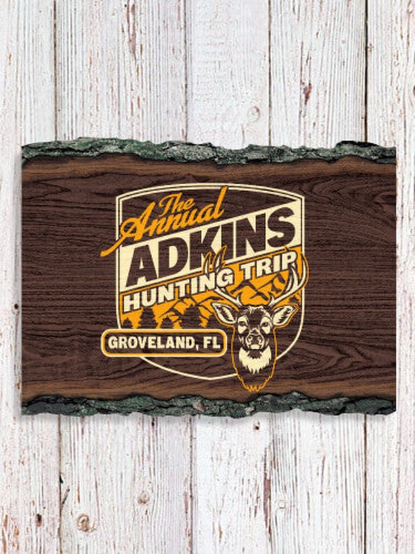 Hunting Trip : Faux Sliced Log Plaque