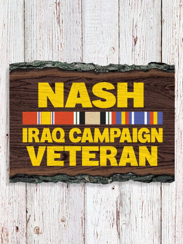 Iraq Campaign Veteran : Faux Sliced Log Plaque