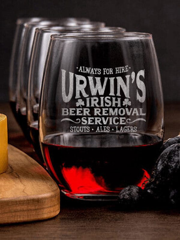 Irish Beer Removal Service : Cheese Board Wine Glass Gift Sets - Engraved