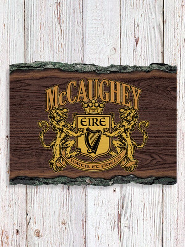 Irish Crest : Faux Sliced Log Plaque