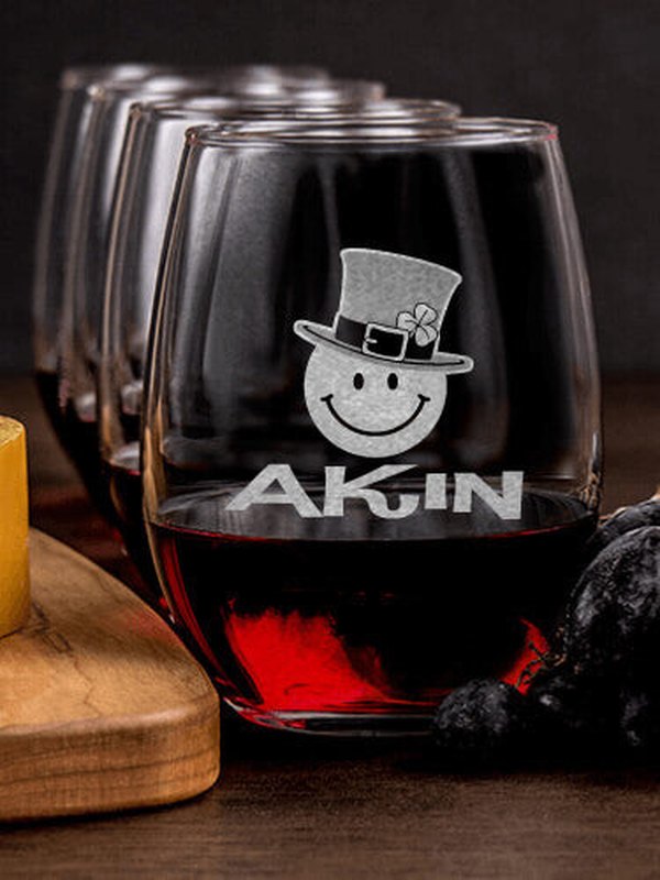 Irish Smiley : Cheese Board Wine Glass Gift Sets - Engraved