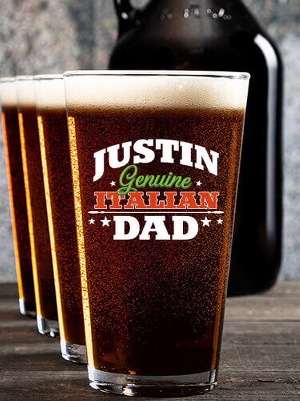 Italian Dad : Growler Pint Glass Gift Sets - Color Printed