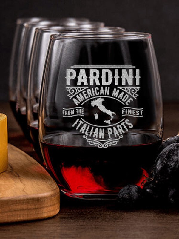 Italian Parts : Cheese Board Wine Glass Gift Sets - Engraved
