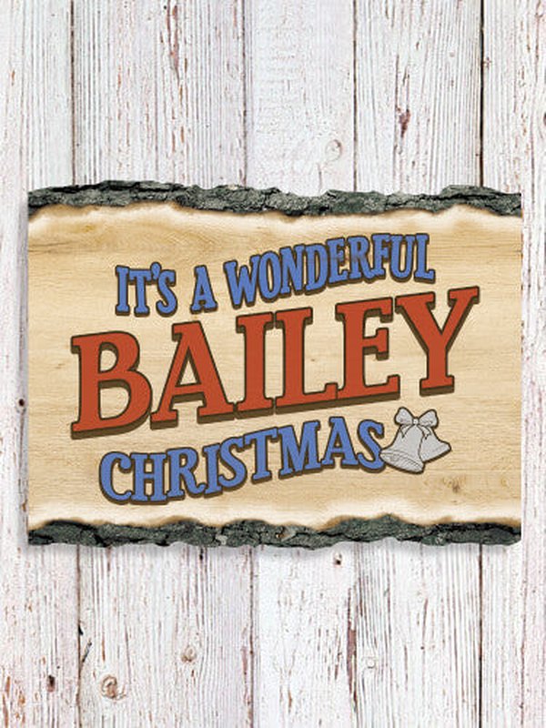 It's A Wonderful Christmas : Faux Sliced Log Plaque