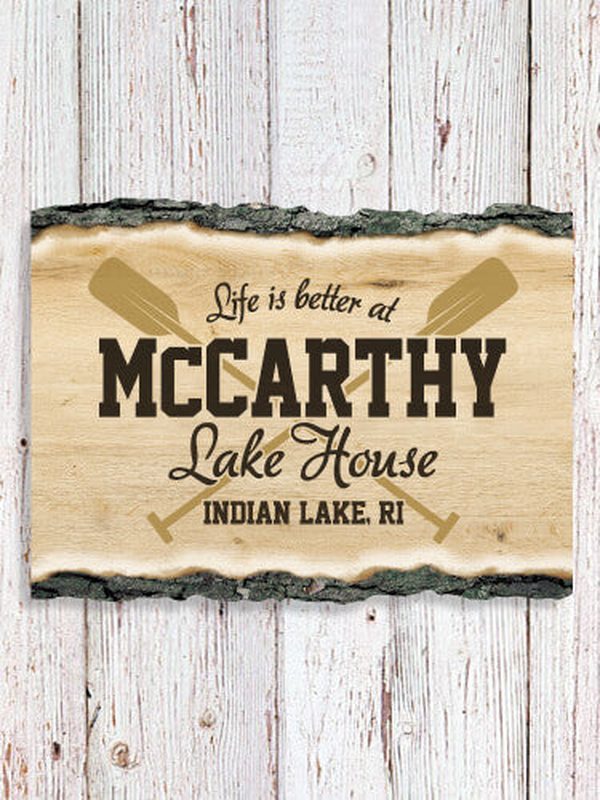 Lake House : Faux Sliced Log Plaque