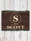 Lasso Monogram : Faux Sliced Log Plaque
