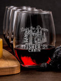 Livin' The Dream Cabin : Cheese Board Wine Glass Gift Sets - Engraved