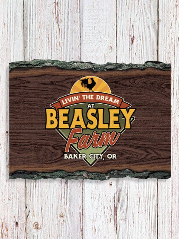 Livin' The Dream Farm : Faux Sliced Log Plaque