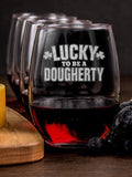 Lucky To Be : Cheese Board Wine Glass Gift Sets - Engraved