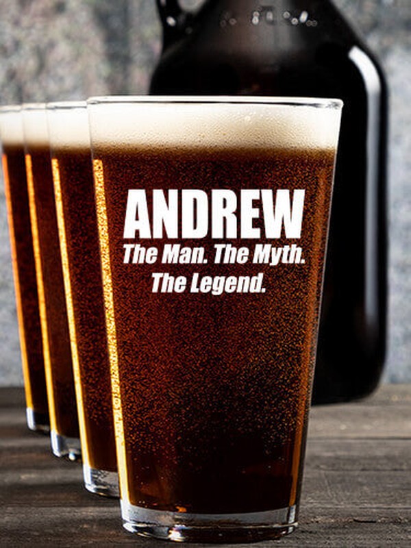 Man Myth Legend : Growler Pint Glass Gift Sets - Color Printed