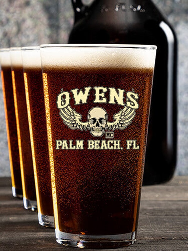 Motorcycle Club : Growler Pint Glass Gift Sets - Color Printed