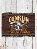 Motorcycle Family Tradition : Faux Sliced Log Plaque